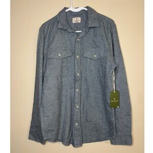 Mutual Weave Lt Blue Chambray Button Down Shirt Long Sleeve Mens Size Medium New